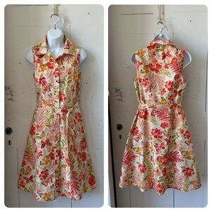 Chloe & Rene Botanical Print Sleeveless Fit & Flare Midi Dress